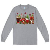 Heather Grey Christmas coffee cups Long Sleeve Tee - texasbilliewilder