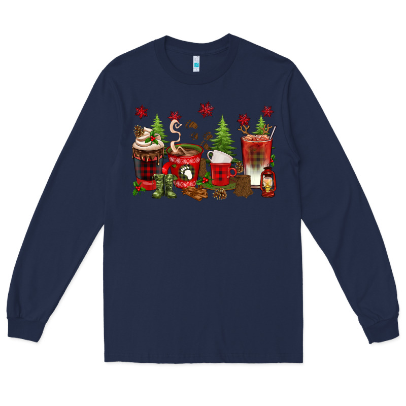 Christmas Coffee Cups Long Sleeve Tee by texasbilliewilder | Teevron