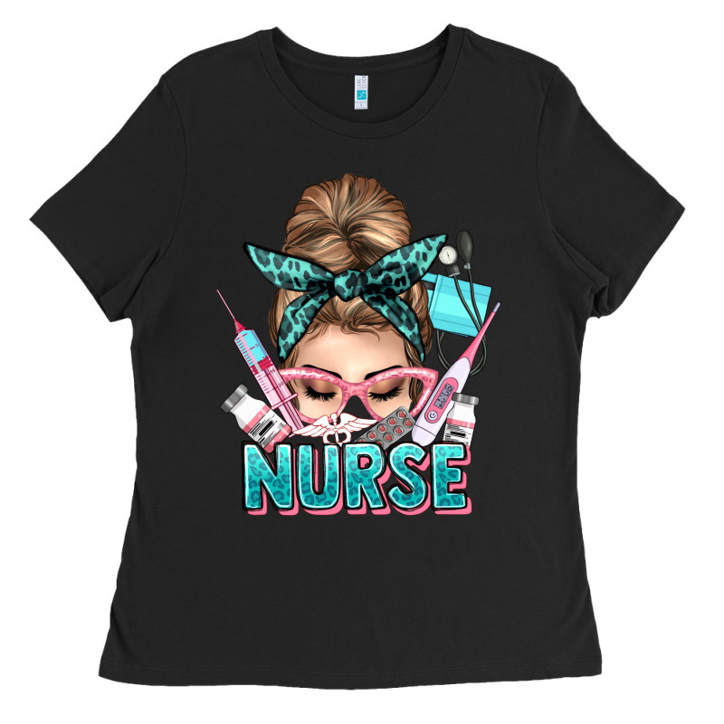 Nurse Life Messy Bun Ladies Tee by NancyCooperArtShop | Teevron