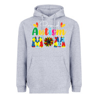 Heather Grey Proud Autism Mom sunflower Heavyweight Hoodie - CowhideDigitalArt