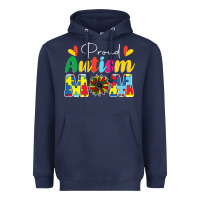 Navy Proud Autism Mom sunflower Heavyweight Hoodie - CowhideDigitalArt