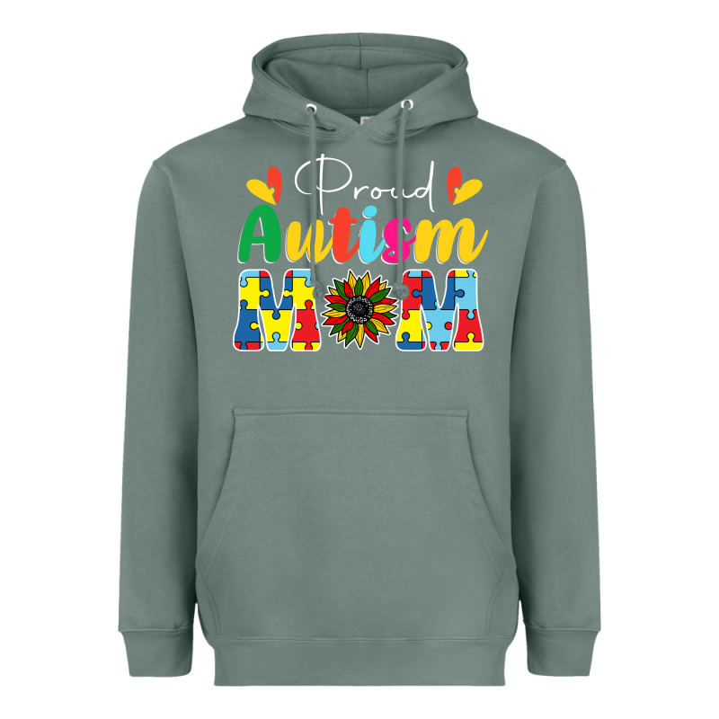 Proud Autism Mom Sunflower Heavyweight Hoodie by CowhideDigitalArt | Teevron