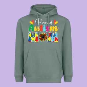 Proud Autism Mom Sunflower Heavyweight Hoodie Designed By Cowhidedigitalart