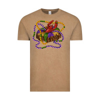 Vintage Coffee mardi gras craw fish king cake with leopard Vintage Tee - RanaPortraitStore