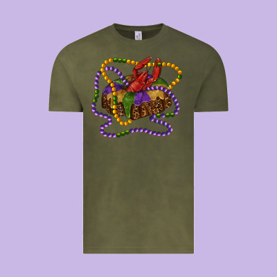 Mardi Gras Craw Fish King Cake With Leopard Vintage Tee Designed By Ranaportraitstore