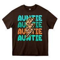 Chocolate Brown auntıe with lightning bolt Heavy Core Tee - MaliasSmallBusiness