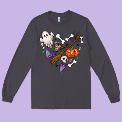 Love Halloween Long Sleeve Tee Designed By Nancycooperartshop
