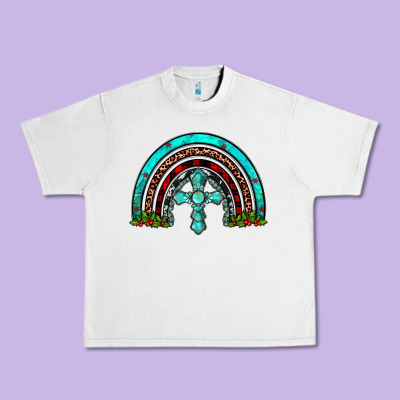 Cross Christmas Rainbow Urban Heavy Tee Designed By Jahusdesignshop