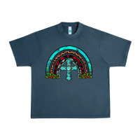 Midnight Navy cross christmas rainbow Urban Heavy Tee - JahusDesignShop