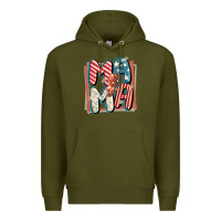 Army Green 4th of July mama with lightning bolt Premium Hoodie - FaDigitalArtStudio