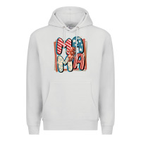 Dove Grey 4th of July mama with lightning bolt Premium Hoodie - FaDigitalArtStudio