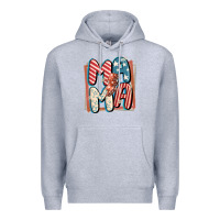 Heather Grey 4th of July mama with lightning bolt Premium Hoodie - FaDigitalArtStudio