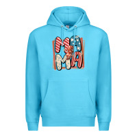 Ocean Blue 4th of July mama with lightning bolt Premium Hoodie - FaDigitalArtStudio