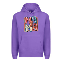 Purple 4th of July mama with lightning bolt Premium Hoodie - FaDigitalArtStudio