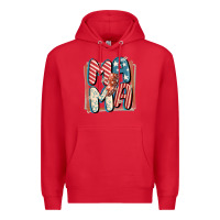 Red 4th of July mama with lightning bolt Premium Hoodie - FaDigitalArtStudio