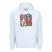 White 4th of July mama with lightning bolt Premium Hoodie - FaDigitalArtStudio