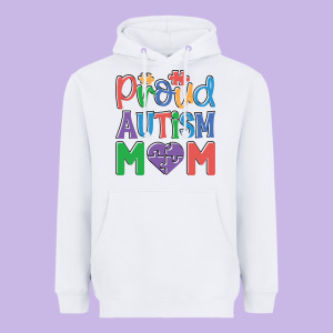 Proud Autism Mom Heavyweight Hoodie Designed By Cowhidedigitalart