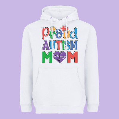 Proud Autism Mom Heavyweight Hoodie Designed By Cowhidedigitalart