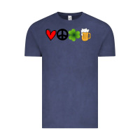 Vintage Denim Funny St Patricks Day Love Peace Clover and Beer Vintage Tee - Bettercallsaul