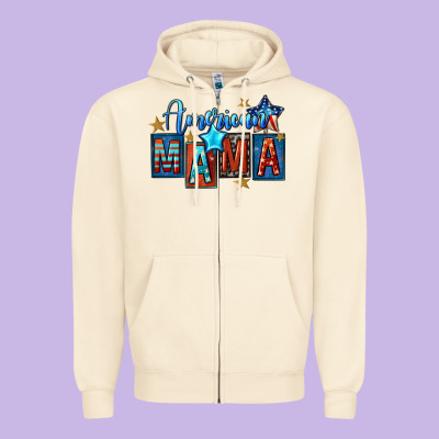 American Mama Mother's Day Zipper Hoodie Designed By Fadigitalartstudio
