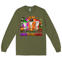 Army Green happy hallothanksmas goats Long Sleeve Tee - texasbilliewilder