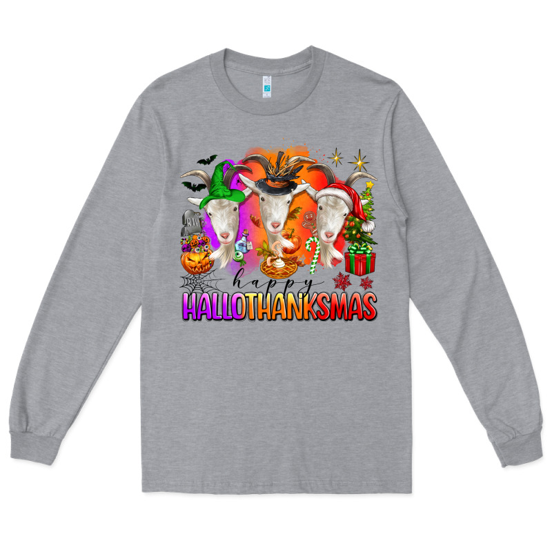 Happy Hallothanksmas Goats Long Sleeve Tee by texasbilliewilder | Teevron