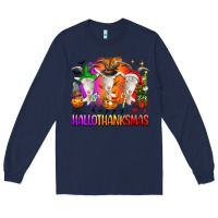 Navy happy hallothanksmas goats Long Sleeve Tee - texasbilliewilder