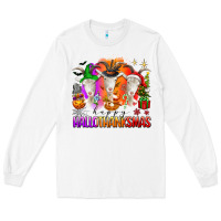 White happy hallothanksmas goats Long Sleeve Tee - texasbilliewilder