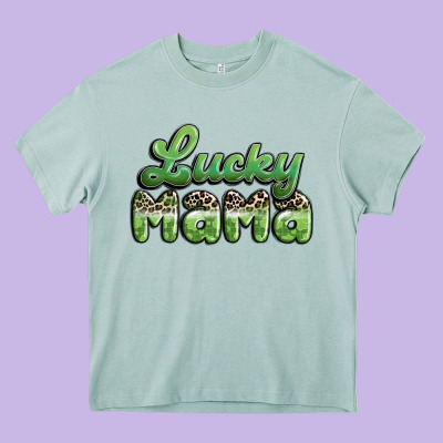 Lucky Mama Heavy Core Tee Designed By Maliassmallbusiness