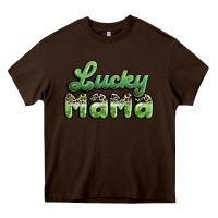 Chocolate Brown lucky mama Heavy Core Tee - MaliasSmallBusiness