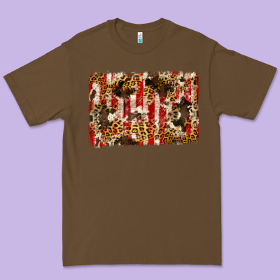 America, Cowhide, Leopard Backgraund Premium Tee Designed By Jahusdesignshop