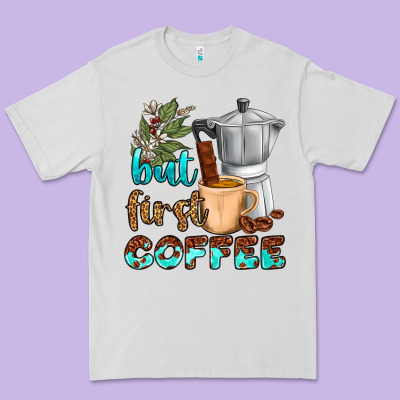 Coffee Cups But First Coffee Premium Tee Designed By Nancycooperartshop