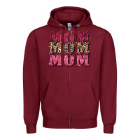 Burgundy Mom mom mom Mother's Day Zipper Hoodie - FaDigitalArtStudio