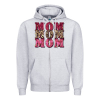 Heather Grey Mom mom mom Mother's Day Zipper Hoodie - FaDigitalArtStudio