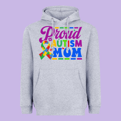 Proud Autism Mom Heavyweight Hoodie Designed By Cowhidedigitalart