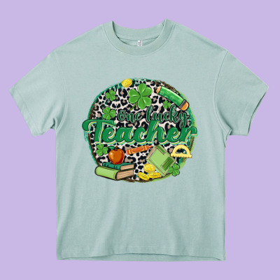 One Lucky Teacher Heavy Core Tee Designed By Maliassmallbusiness