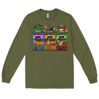 Army Green hallothanksmas school bus Long Sleeve Tee - texasbilliewilder