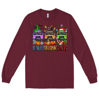 Burgundy hallothanksmas school bus Long Sleeve Tee - texasbilliewilder