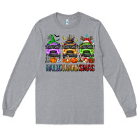 Heather Grey hallothanksmas school bus Long Sleeve Tee - texasbilliewilder
