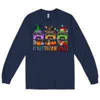 Navy hallothanksmas school bus Long Sleeve Tee - texasbilliewilder