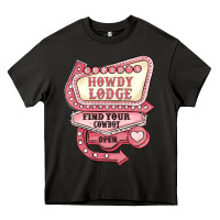 Asphalt cupids howdy lodge find your cowboy open Heavy Core Tee - MaliasSmallBusiness