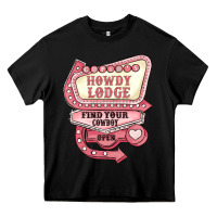 Black cupids howdy lodge find your cowboy open Heavy Core Tee - MaliasSmallBusiness
