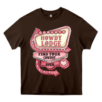 Chocolate Brown cupids howdy lodge find your cowboy open Heavy Core Tee - MaliasSmallBusiness