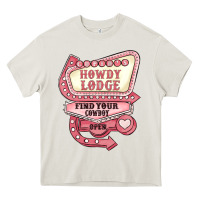 Cream cupids howdy lodge find your cowboy open Heavy Core Tee - MaliasSmallBusiness