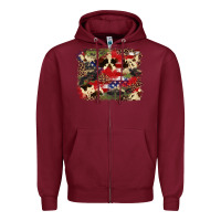 Burgundy 4th of july american flagcowhide  leopard backgrou Zipper Hoodie - FaDigitalArtStudio