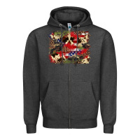 Charcoal Heather 4th of july american flagcowhide  leopard backgrou Zipper Hoodie - FaDigitalArtStudio