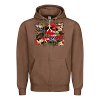 Chestnut 4th of july american flagcowhide  leopard backgrou Zipper Hoodie - FaDigitalArtStudio
