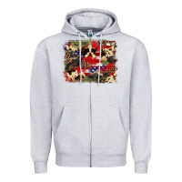 Heather Grey 4th of july american flagcowhide  leopard backgrou Zipper Hoodie - FaDigitalArtStudio