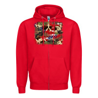 Red 4th of july american flagcowhide  leopard backgrou Zipper Hoodie - FaDigitalArtStudio