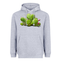 Heather Grey Desert Prickly Pear Cactus Heavyweight Hoodie - LillyAllenDesigns
